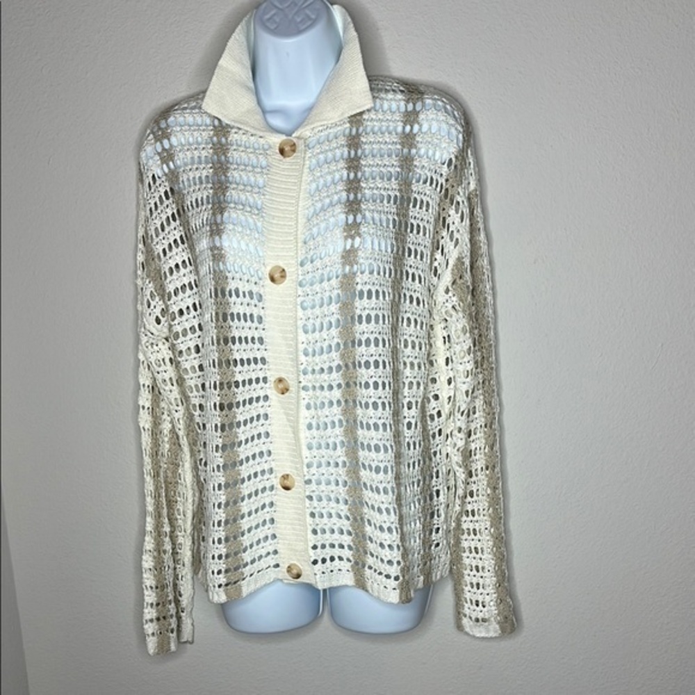 Emory Park Cream Chunky Knit Cardigan Sweater